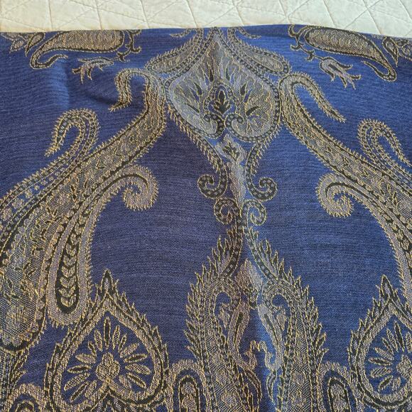 Pashmina Cashmere Blend Scarf Wrap Blue Gold Paisley Elegant Tasseled Romantic - Picture 2 of 10